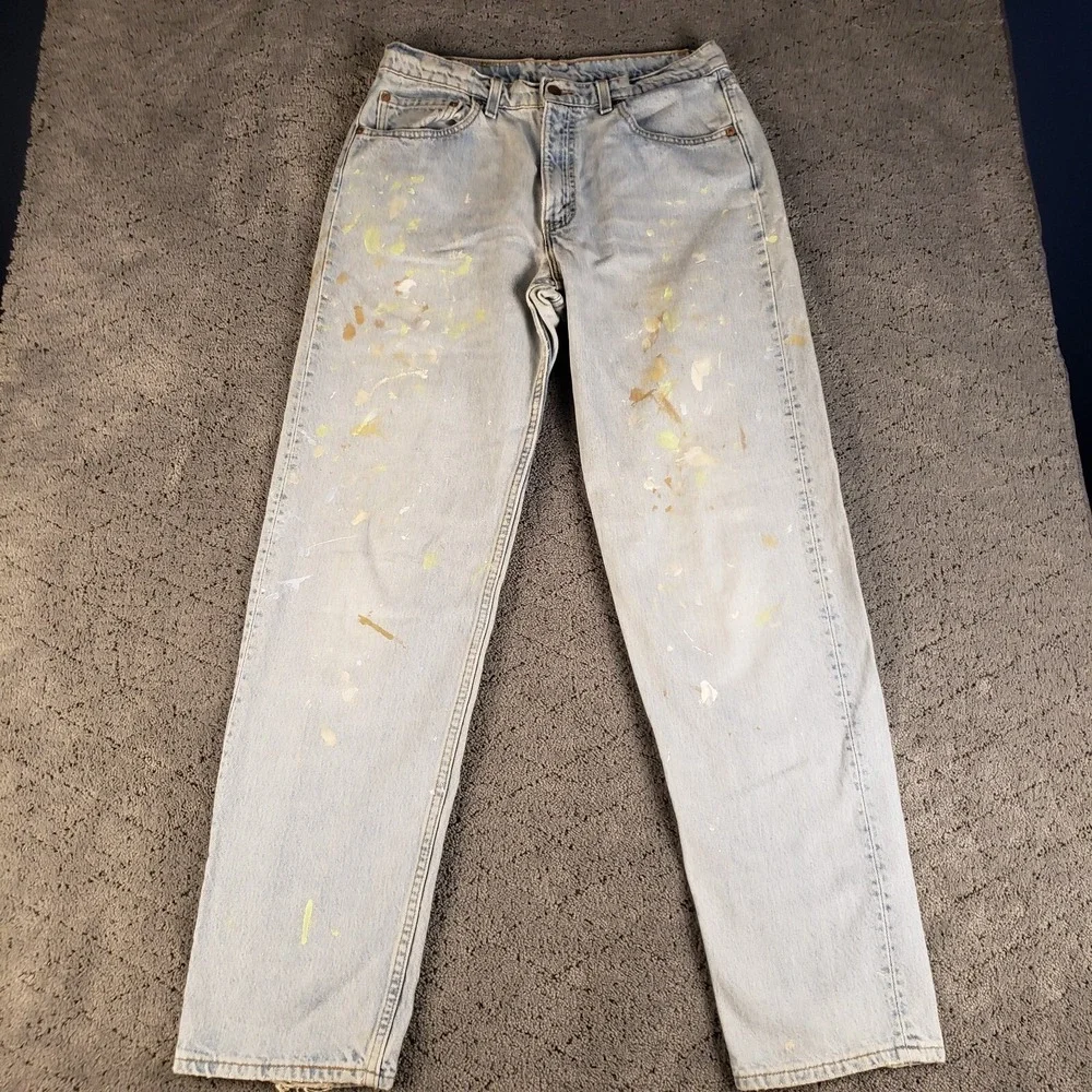 VTG 90s Levis 550 Mens 34x34 Paint Distressed Blue Denim 550-4834 USA Made 1997